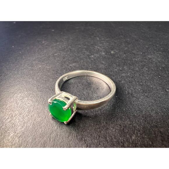 Green onyx sterling silver solitaire ring size 9 - Picture 13 of 15